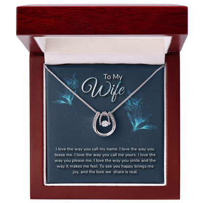 "To My Wife" Horseshoe Necklace - Sentimental Love Quote Gift