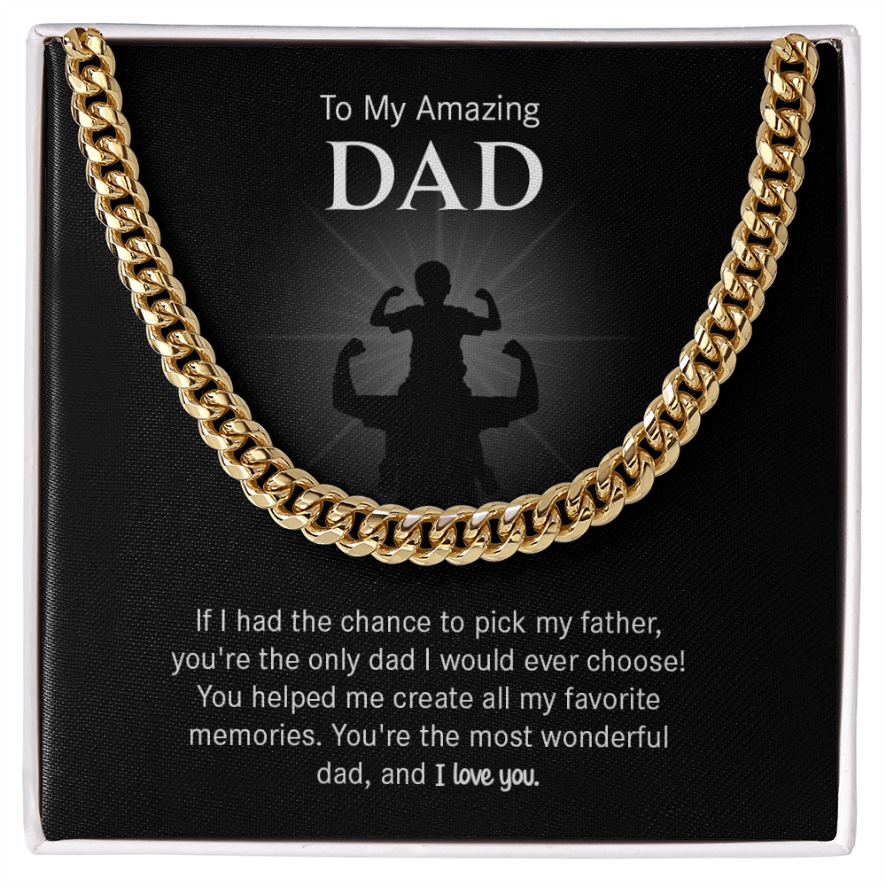 To My Amazing Dad Cuban Chain Necklace Gift