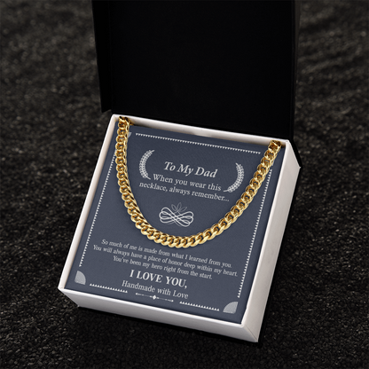 To My Dad Necklace – Silver Cuban Link Chain with Heartfelt Message Card Gift