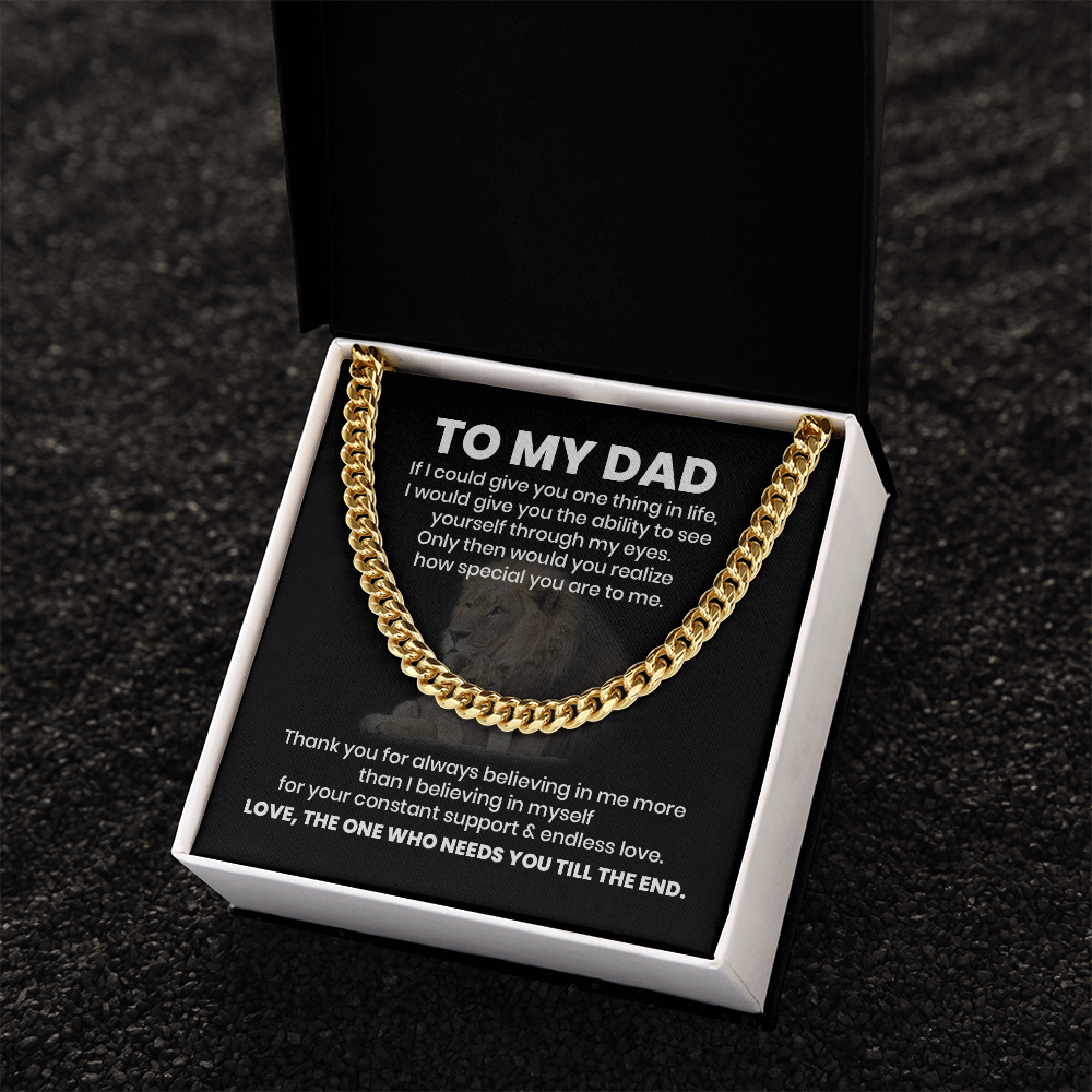 To My Dad Cuban Chain Necklace – Sentimental Father Gift, Appreciation Gift for Dad, Meaningful Necklace for Father