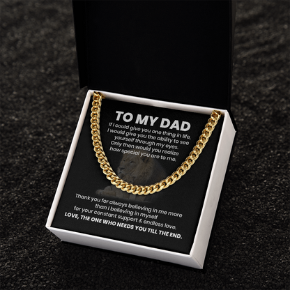 To My Dad Cuban Chain Necklace – Sentimental Father Gift, Appreciation Gift for Dad, Meaningful Necklace for Father