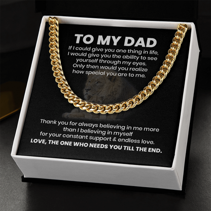To My Dad Cuban Chain Necklace – Sentimental Father Gift, Appreciation Gift for Dad, Meaningful Necklace for Father