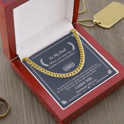 To My Dad Necklace – Silver Cuban Link Chain with Heartfelt Message Card Gift