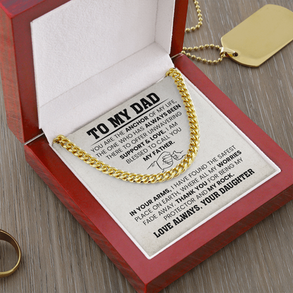 To My Dad Cuban Chain Necklace – Gift from Daughter for Dad, Sentimental Father Appreciation Necklace