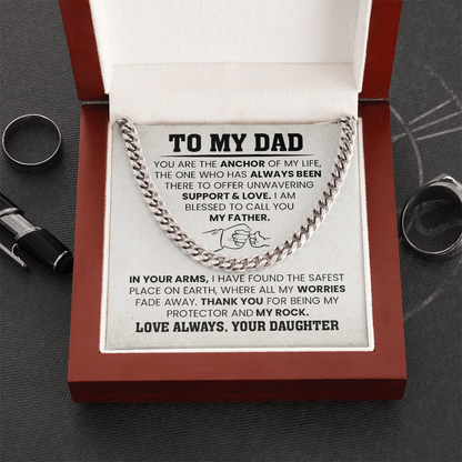 To My Dad Cuban Chain Necklace – Gift from Daughter for Dad, Sentimental Father Appreciation Necklace