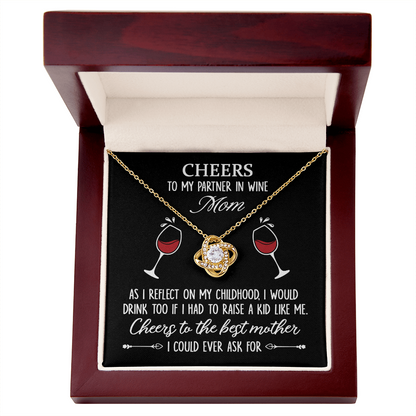 Cheers To My Partner In Wine Mom Necklace
