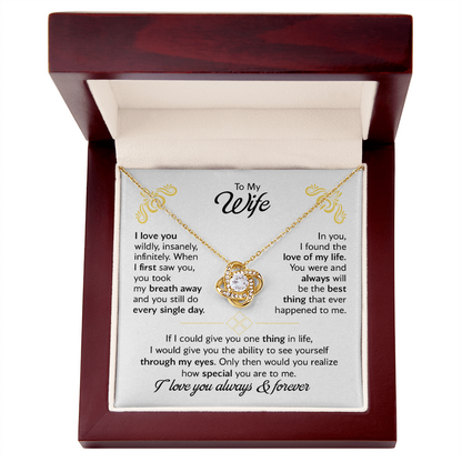 Love Knot Necklace for Wife from Husband – Romantic Love Knot Jewelry Gift with Luxury Gift Box and Heartfelt Message Card