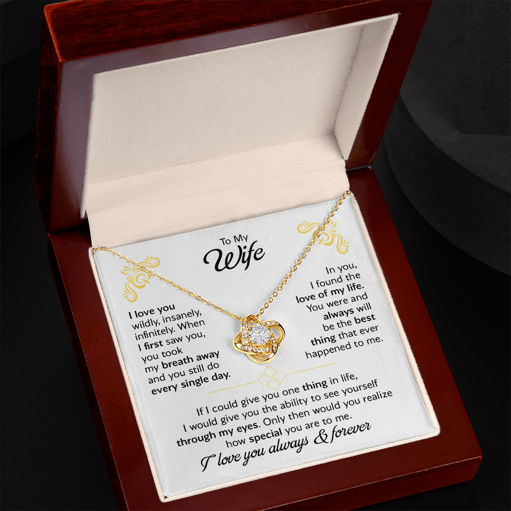 Love Knot Necklace for Wife from Husband – Romantic Love Knot Jewelry Gift with Luxury Gift Box and Heartfelt Message Card