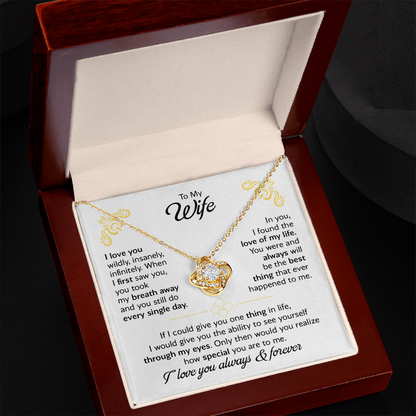 Love Knot Necklace for Wife from Husband – Romantic Love Knot Jewelry Gift with Luxury Gift Box and Heartfelt Message Card