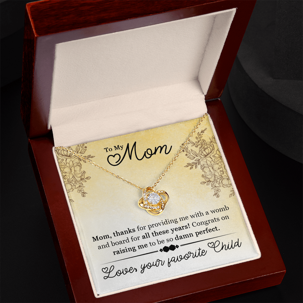 To My Mom Necklace – Funny Gift for Mom from Daughter or Son, Mother’s Day Jewelry, Love Your Favorite Child Pendant