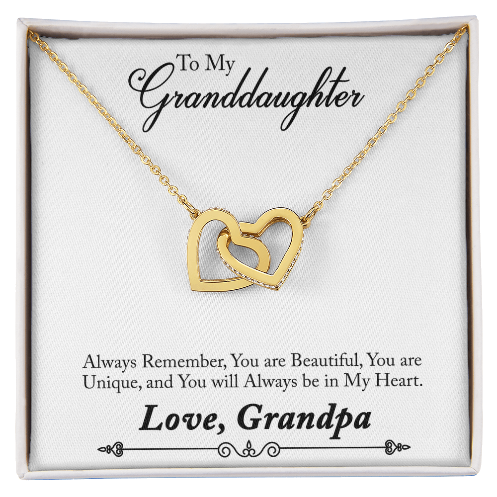 Granddaughter Interlocking Heart Necklace - Love, Grandpa Gift