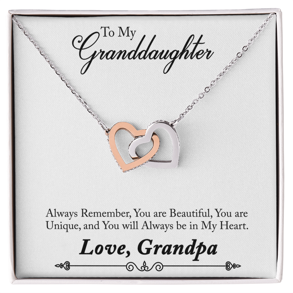Granddaughter Interlocking Heart Necklace - Love, Grandpa Gift