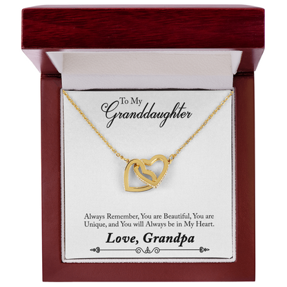 Granddaughter Interlocking Heart Necklace - Love, Grandpa Gift