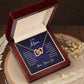 Interlocking Hearts Necklace - For Mom From Son : Two-Tone Pendant with Gift Box & Message Card