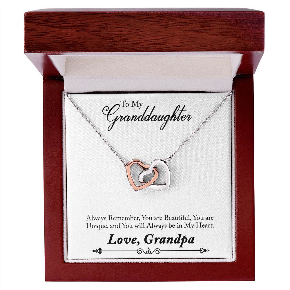 Granddaughter Interlocking Heart Necklace - Love, Grandpa Gift