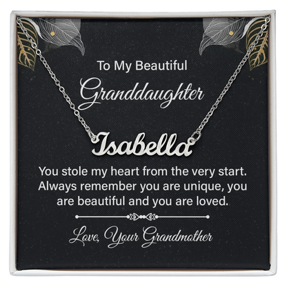 Custom Name Necklace - For Granddaughter From Grandmother