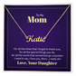 Custom Name Necklace - For Mom From Daughter: Personalized Script Pendant, Adjustable Chain, Gift Box & Message Card