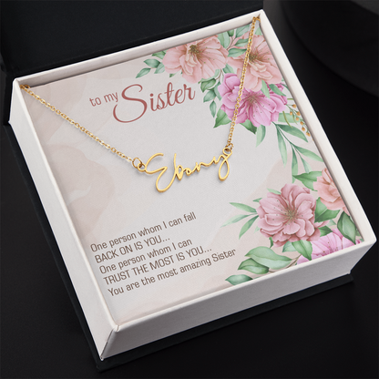 Name Necklace - "To My Sister" Sentimental Gift