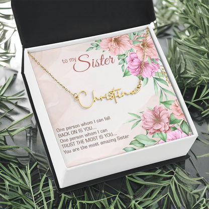 Name Necklace - "To My Sister" Sentimental Gift