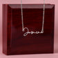 “To My Sister” Signature Style Name Necklace – Custom 11-Char Script, Stainless Steel or 18K Gold, 16–18" Chain, Made in USA