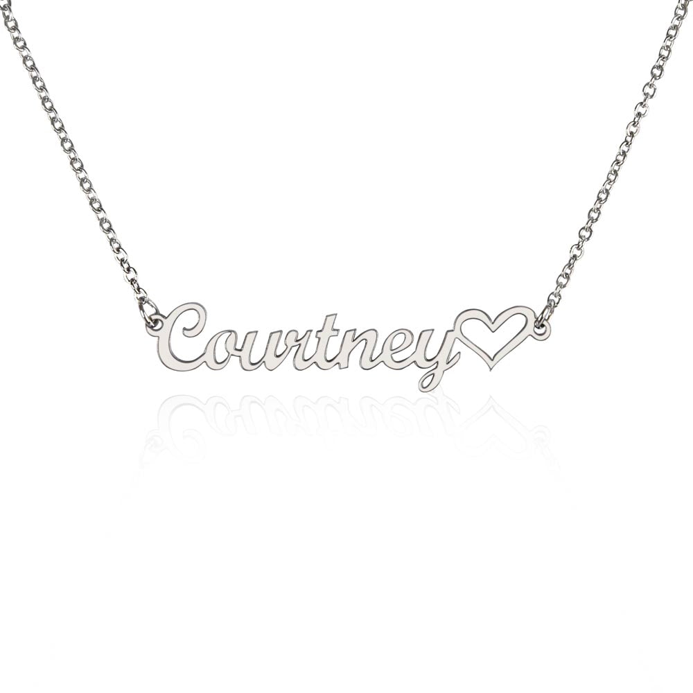 Personalized Heart Name Necklace - Custom Script Pendant &amp; Chain
