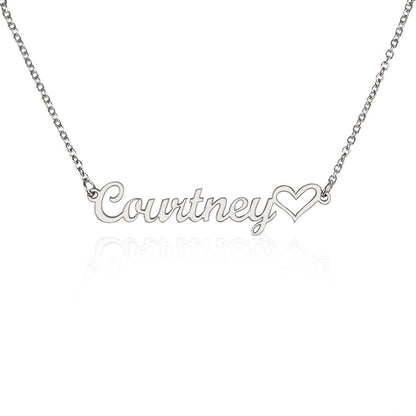 Personalized Heart Name Necklace – Custom Script Pendant with Adjustable Chain
