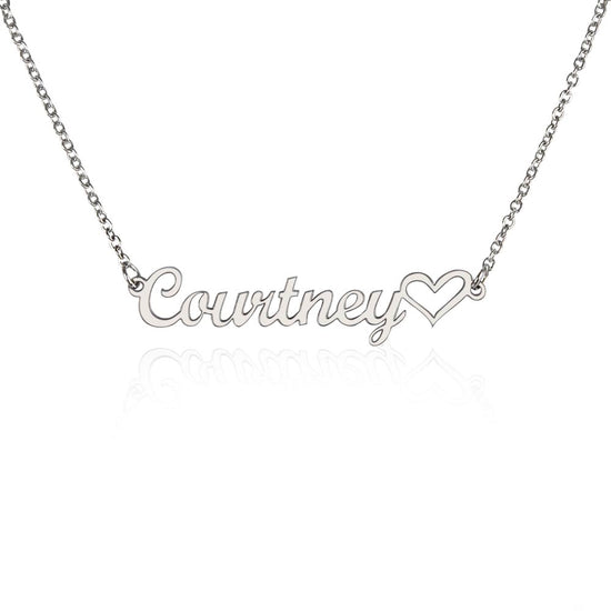 Personalized Heart Name Necklace – Custom Script Pendant with Adjustable Chain