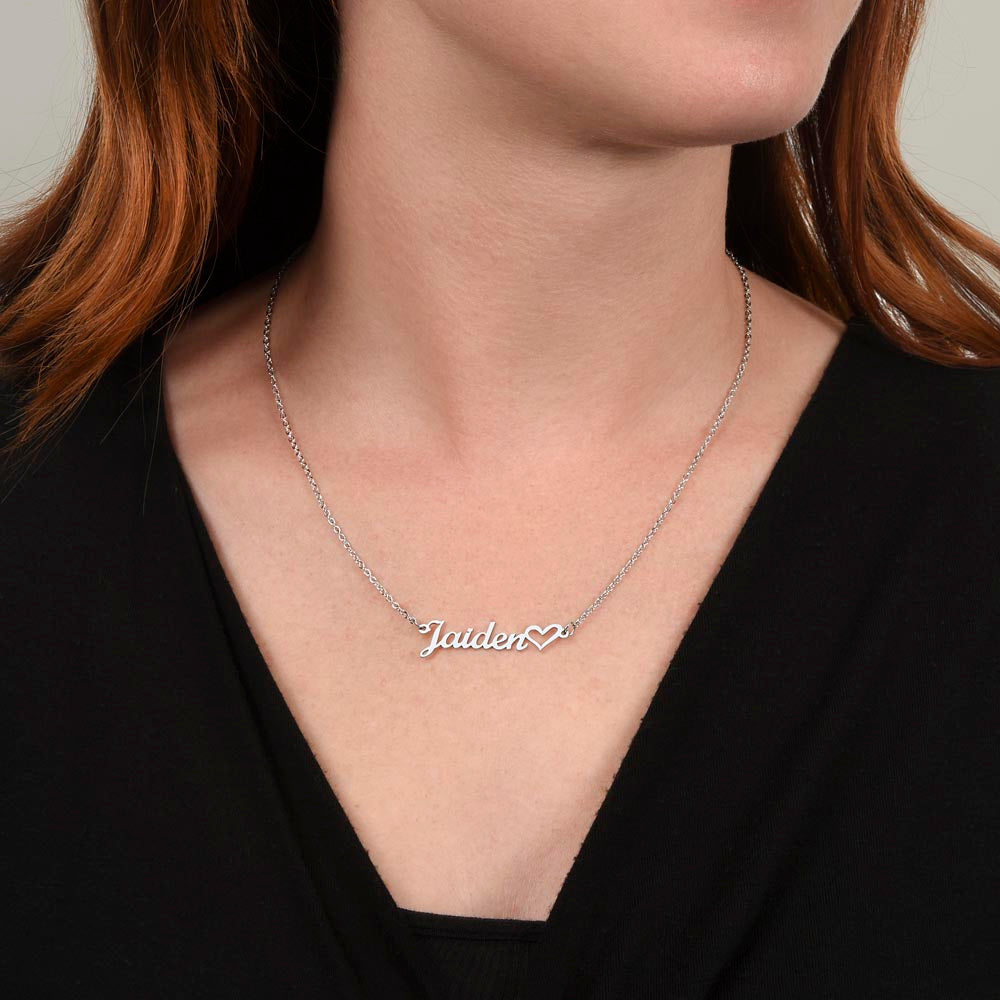 Personalized Heart Name Necklace - Custom Script Pendant &amp; Chain
