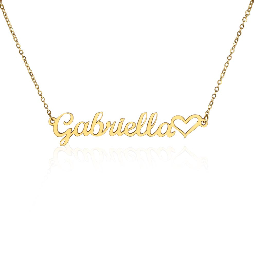 Personalized Heart Name Necklace - Custom Script Pendant &amp; Chain