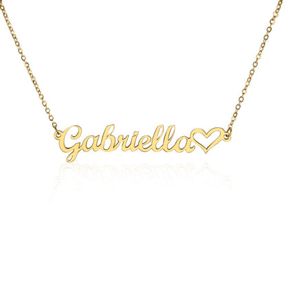 Personalized Heart Name Necklace - Custom Script Pendant &amp; Chain