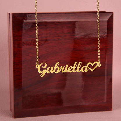 Personalized Heart Name Necklace - Custom Script Pendant &amp; Chain