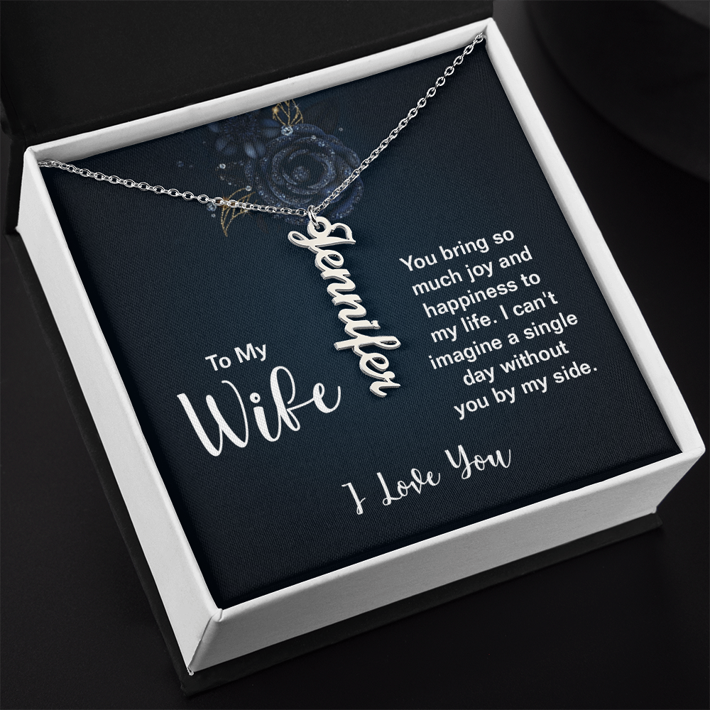 Personalized Wife Name Bar Necklace - Vertical Style