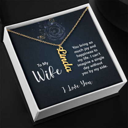 Personalized Wife Name Bar Necklace - Vertical Style