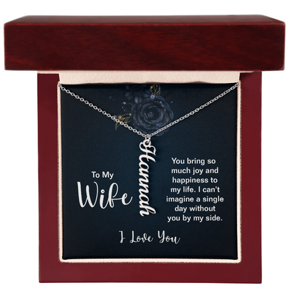 Personalized Wife Name Bar Necklace - Vertical Style