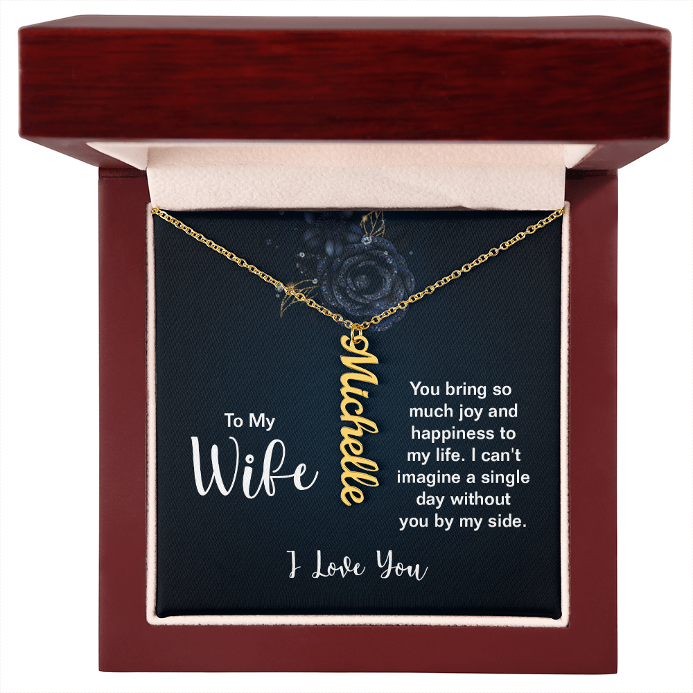 Personalized Wife Name Bar Necklace - Vertical Style
