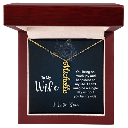 Personalized Wife Name Bar Necklace - Vertical Style