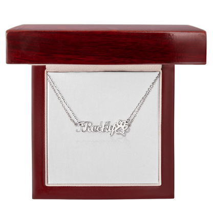 Personalized Paw Print Name Necklace – Custom Pet Lover Pendant with Adjustable Chain