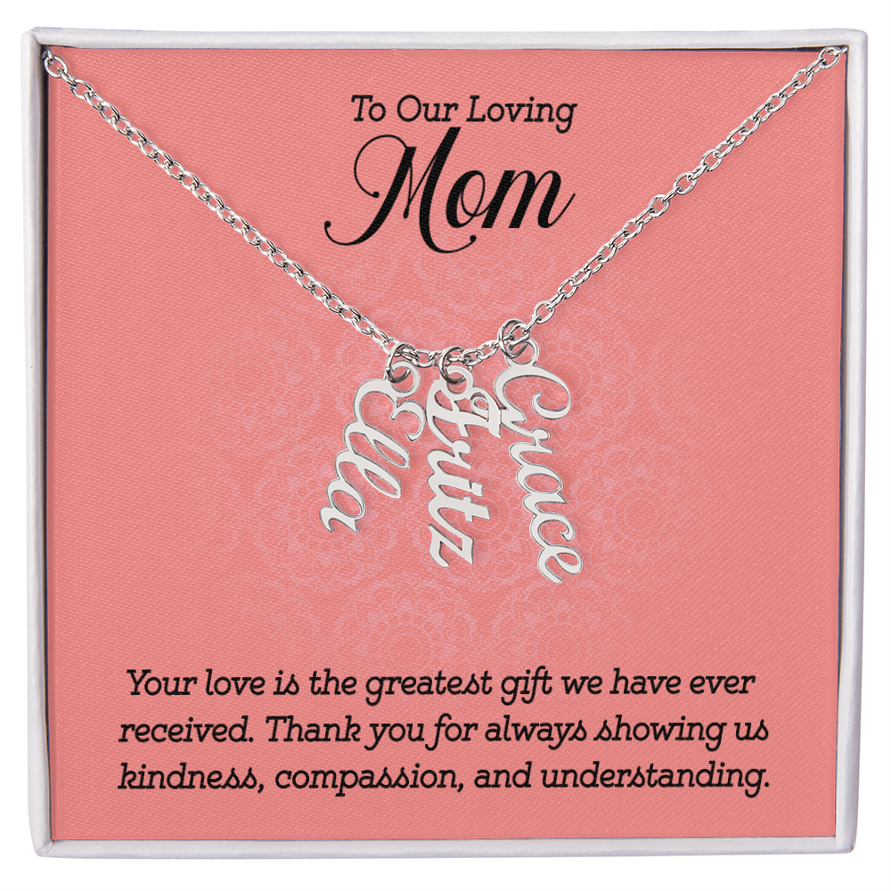 Personalized Multi-Name Necklace for Mom - Vertical Charms