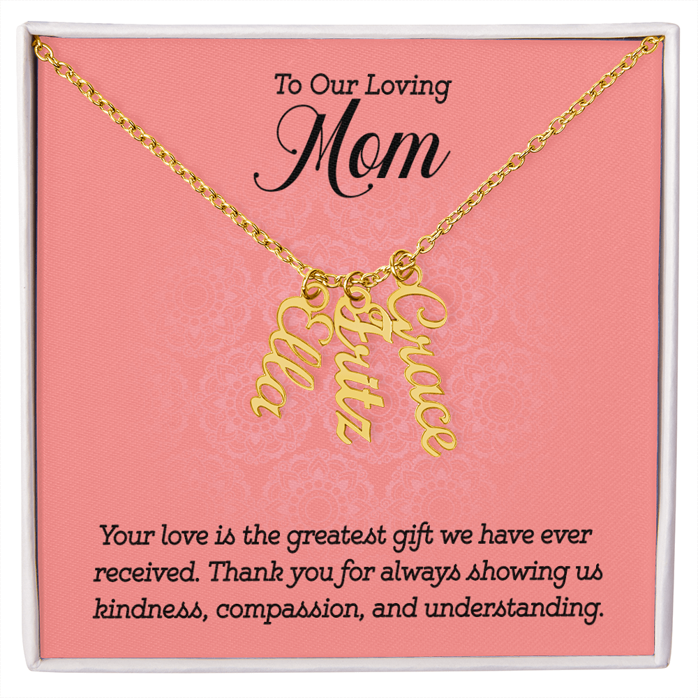 Personalized Multi-Name Necklace for Mom - Vertical Charms