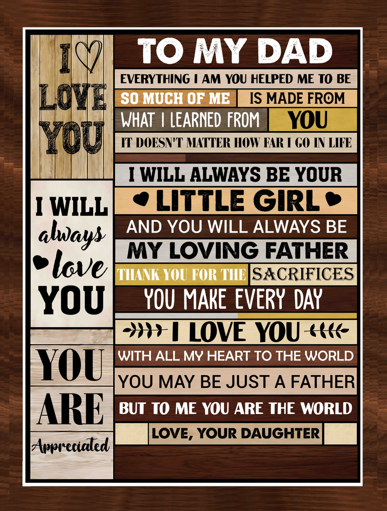 To My Dad Blanket from Daughter – Sentimental Fleece Throw “I Will Always Be Your Little Girl” Gift