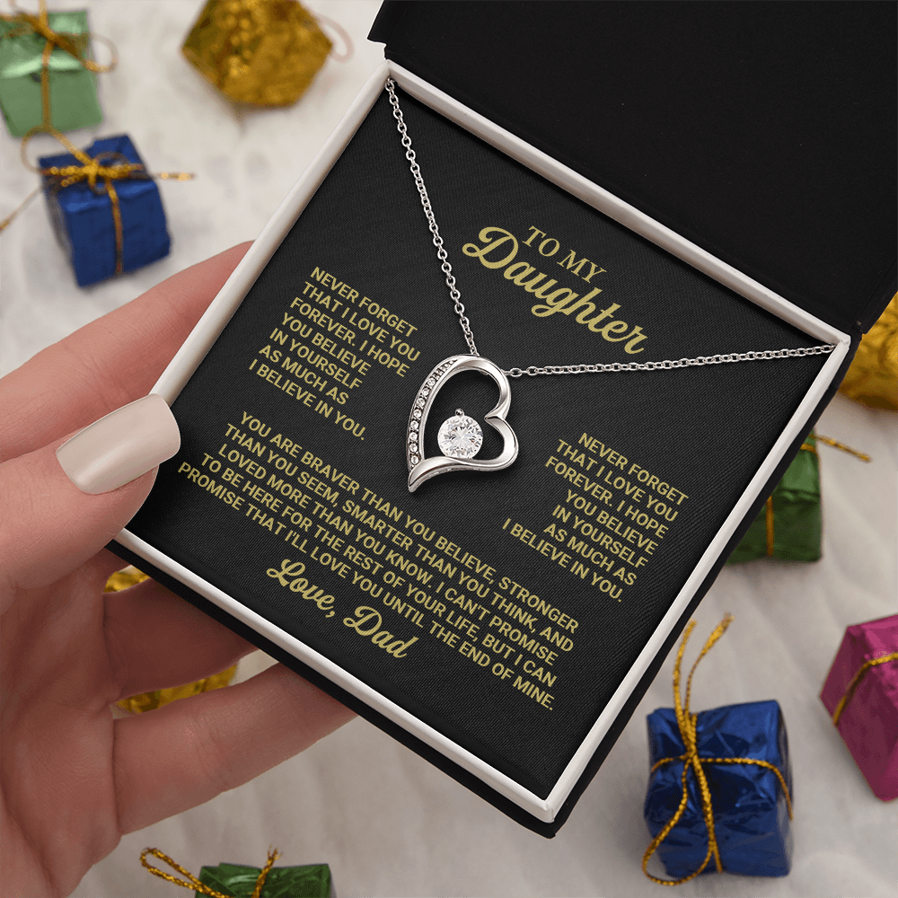 Father Daughter Heart Necklace with Message Card
