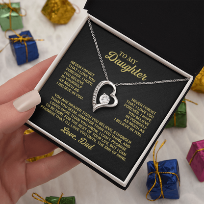 Father Daughter Heart Necklace with Message Card
