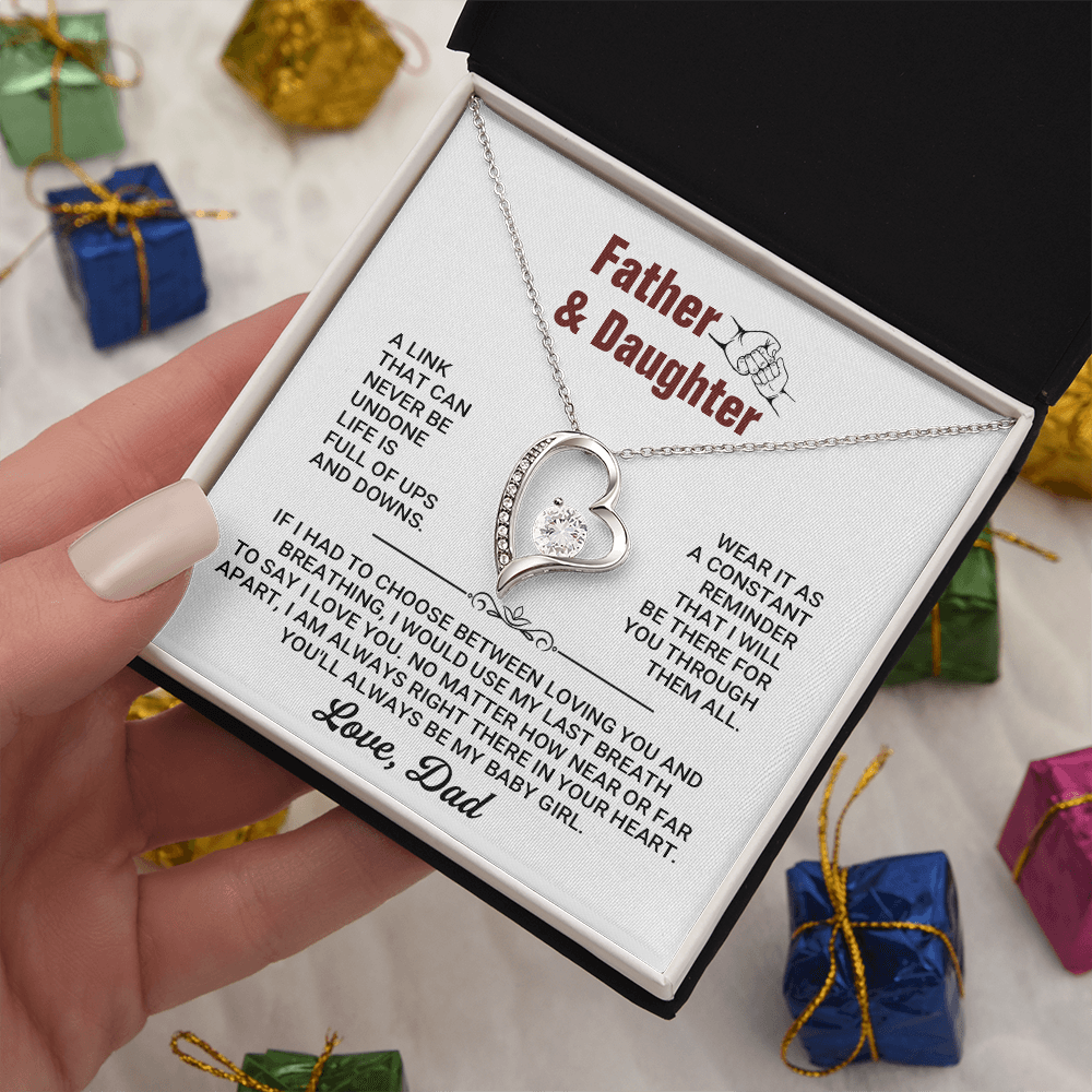Father Daughter Heart Necklace Gift
