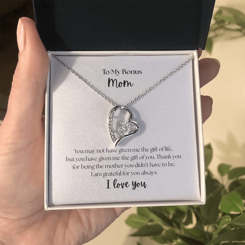 "To My Bonus Mom" Heart Necklace - Sentimental Gift