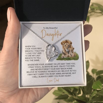 Heart Necklace Gift for Daughter with Message Card
