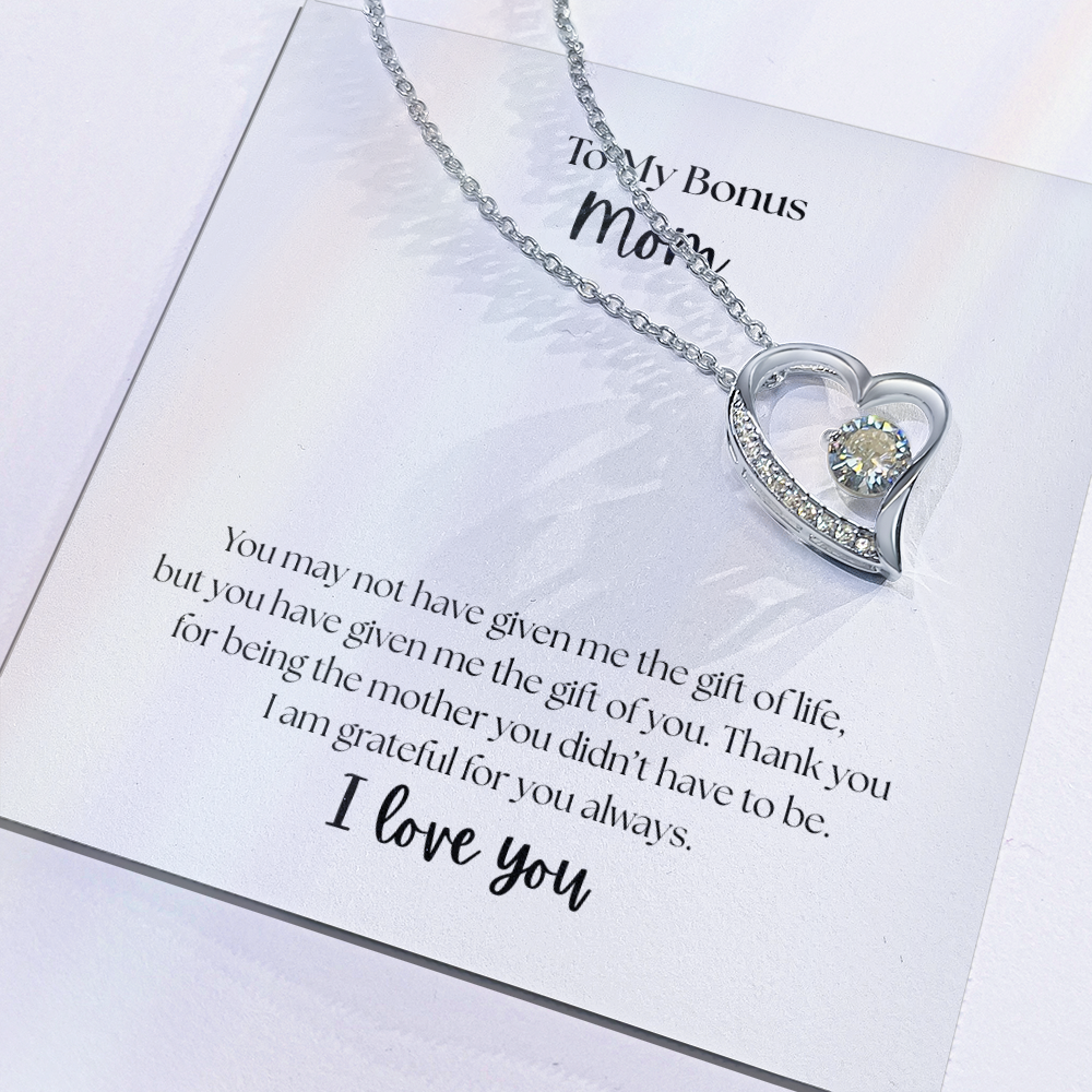 "To My Bonus Mom" Heart Necklace - Sentimental Gift