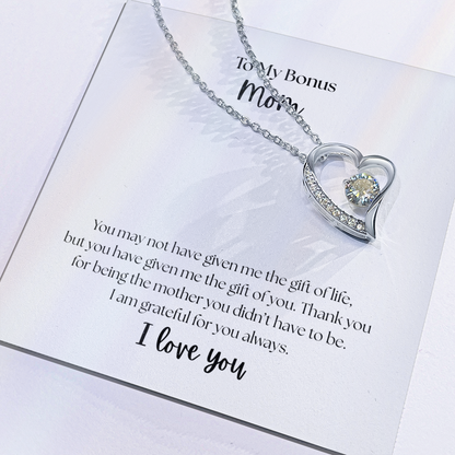 "To My Bonus Mom" Heart Necklace - Sentimental Gift