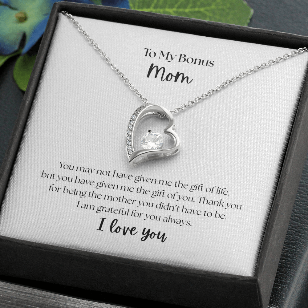 "To My Bonus Mom" Heart Necklace - Sentimental Gift