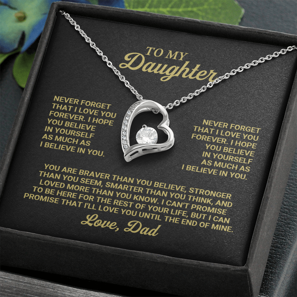 Father Daughter Heart Necklace with Message Card
