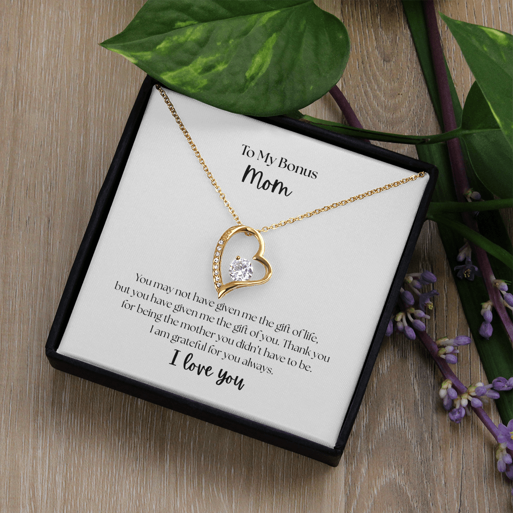 "To My Bonus Mom" Heart Necklace - Sentimental Gift